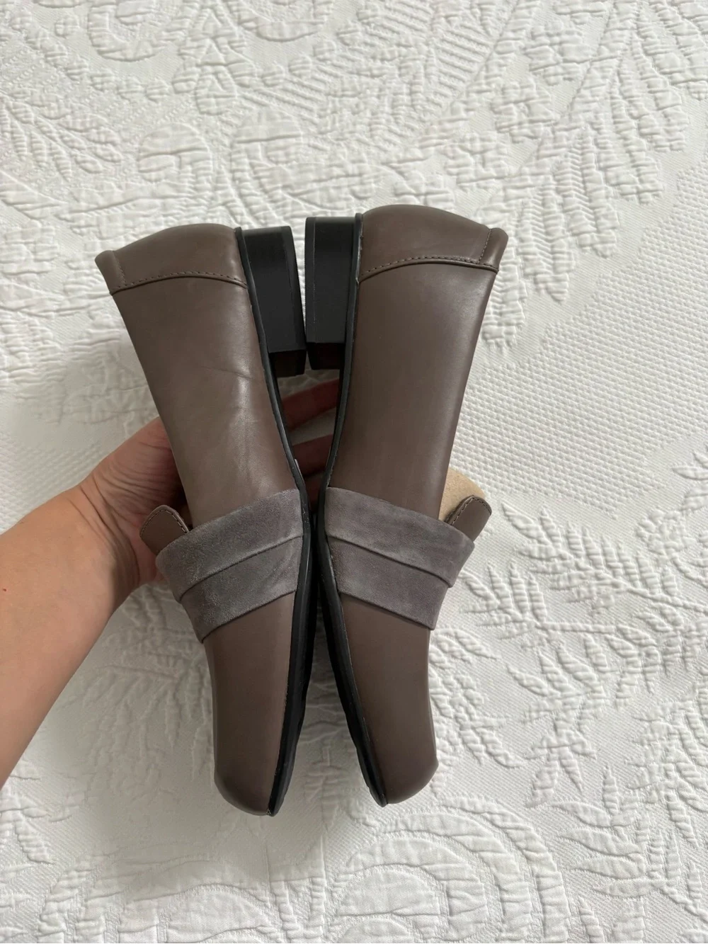 Clarks Collection Juliet Rose Leather Loafer Gray pumps low heel slip on size 11